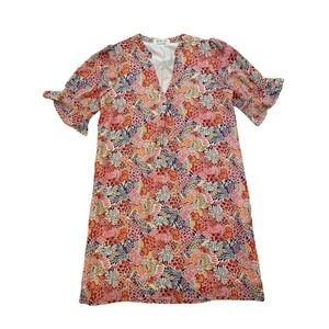 NIC & LOU women's Floral summer dress ruffled sleeves. Small